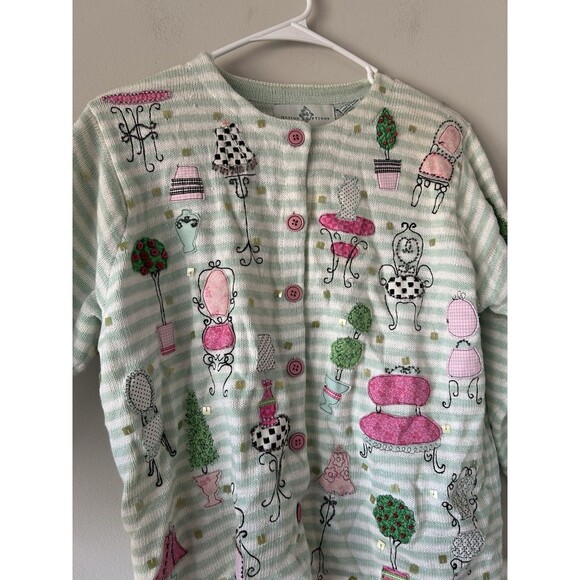 Vintage Design Options Rare Unique Funky Embroidered Chair & Lamp Sequins Size M - Picture 3 of 12